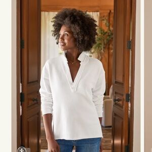 Frank & Eileen Classic White Patrick Triple Fleece Polo Sweatshirt